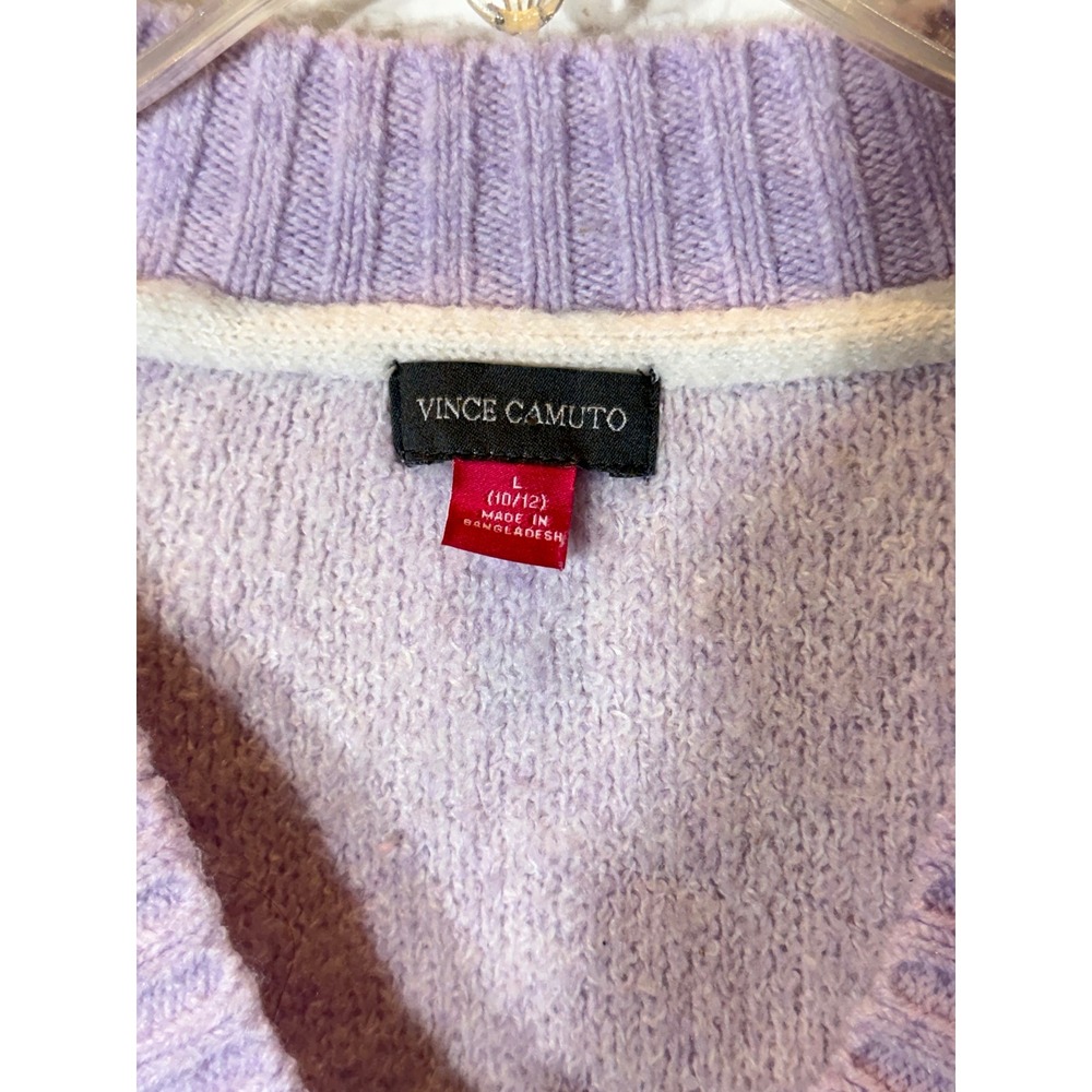 Vince Camuto Girls Lavender Heart Print Button Front Cardigan Sweater 10/12 - Picture 3 of 5
